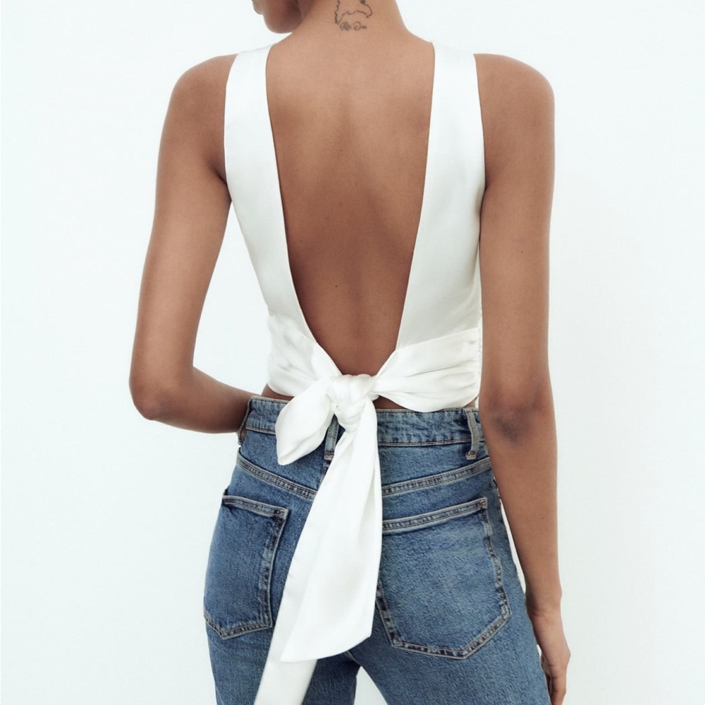 Open back satin top ZARA